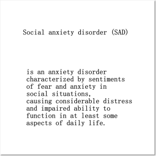 Social anxiety disorder SAD definition title Posters and Art